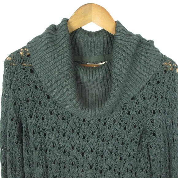 Ruff Hewn Sweater Cowl Neck Deep Pinewood Green Crochet Size M Y2K Romantic $79 - Picture 2 of 7
